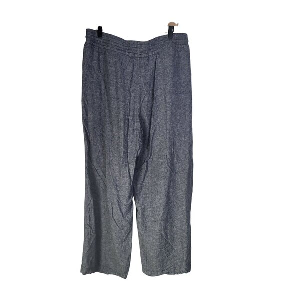 TIME & Tru Women's LG 12-14 Linen Blend Pull On Pants Navy Blue Pockets - Picture 2 of 8